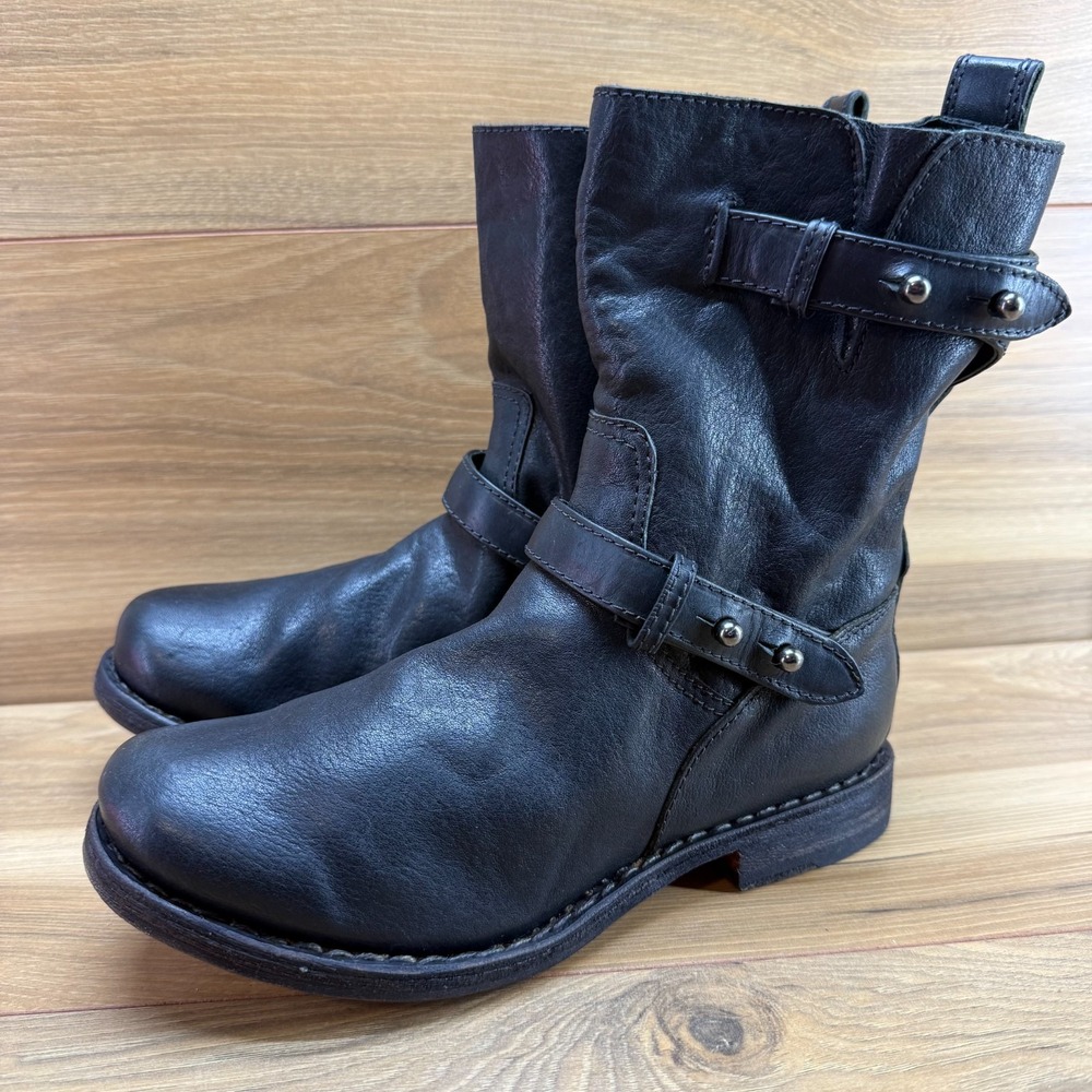 Rag & Bone Moto Ring Boots Womens 7.5 EU 37.5 Black Leather Goodyear Welt Slouch